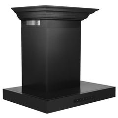 ZLINE Convertible Vent Wall Mount Range Hood in Black Stainless Steel with Crown Molding - BSKENCRN