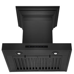 ZLINE Convertible Vent Wall Mount Range Hood in Black Stainless Steel with Crown Molding - BSKENCRN