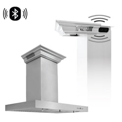 ZLINE Stainless Steel Wall Range Hood with Built-in CrownSound® Bluetooth Speakers - KECRN-BT