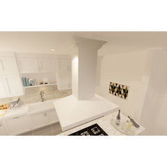 ZLINE Wooden Island Mount Range Hood in Cottage White - Includes Remote Motor - KBiTT-RS-400