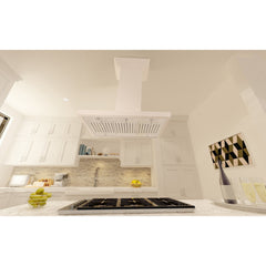 ZLINE Wooden Island Mount Range Hood in Cottage White - Includes Remote Motor - KBiTT-RS-400