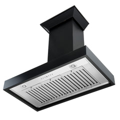 ZLINE Ducted Wooden Wall Mount Range Hood in Black with Remote Motor - KBCC-RD