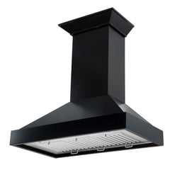 ZLINE Ducted Wooden Wall Mount Range Hood in Black with Remote Motor - KBCC-RD