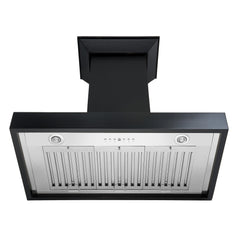 ZLINE Ducted Wooden Wall Mount Range Hood in Black with Remote Motor - KBCC-RD