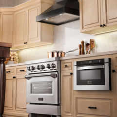 ZLINE Ducted Wooden Wall Mount Range Hood in Black with Remote Motor - KBCC-RD