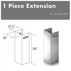 ZLINE 1-36" Chimney Extension for 9 ft. to 10 ft. Ceilings - 1PCEXT-687 - The Home Selection