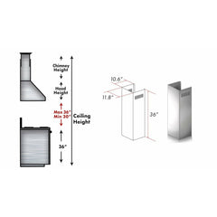 ZLINE 1-36" Chimney Extension for 9 ft. to 10 ft. Ceilings - 1PCEXT-9597 - The Home Selection
