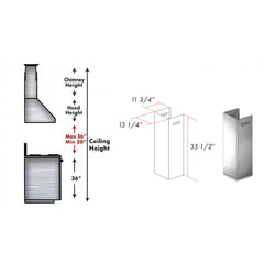 ZLINE 1-36" Chimney Extension for 9 ft. to 10 ft. Ceilings - 1PCEXT-ALP10WL - The Home Selection