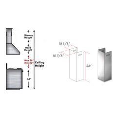 ZLINE 1-36" Chimney Extension for 9 ft. to 10 ft. Ceilings - 1PCEXT-ALP70WL - The Home Selection