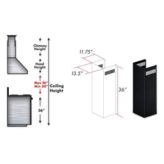 ZLINE 1-36" Chimney Extension for 9 ft. to 10 ft. Ceilings - 1PCEXT-BS655N - The Home Selection