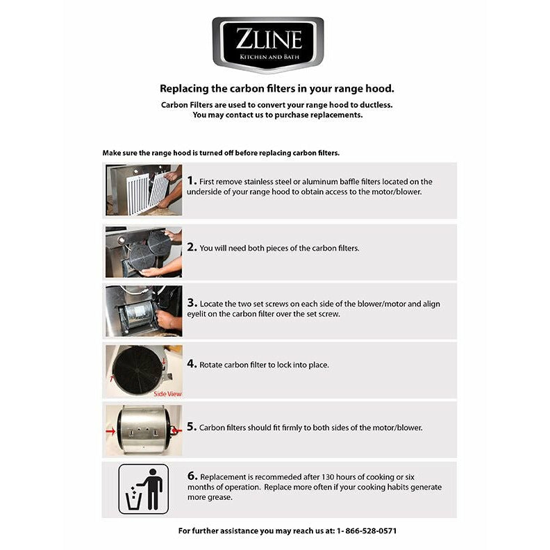 ZLINE 1 Set of 2 Charcoal Filters for Range Hoods with Recirculating Option - CF1 - The Home Selection