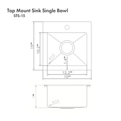 ZLINE 15 in. Donner Topmount Single Bowl Bar Kitchen Sink in Stainless Steel, STS-15 - The Home Selection