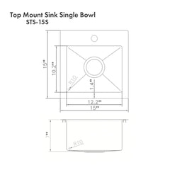 ZLINE 15 in. Donner Topmount Single Bowl Bar Kitchen Sink in Stainless Steel, STS-15 - The Home Selection