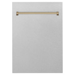 ZLINE 18" Autograph Edition Tallac Dishwasher Panel in DuraSnow® Stainless Steel with Accent Handle (DPVZ-SN-18) - The Home Selection