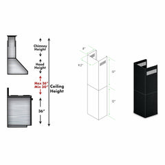 ZLINE 2-12 in. Short Chimney Pieces for 7 ft. to 8 ft. Ceilings in Black Stainless - SK-BSKBN - The Home Selection