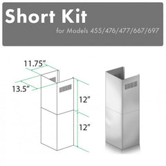 ZLINE 2-12" Short Chimney Pieces for 8 ft. Ceilings - SK-455/476/477/667/697 - The Home Selection