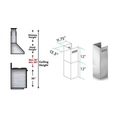 ZLINE 2-12" Short Chimney Pieces for 8 ft. Ceilings - SK-667/697-304 - The Home Selection
