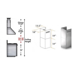 ZLINE 2-12" Short Chimney Pieces for 8 ft. Ceilings - SK-687-304 - The Home Selection
