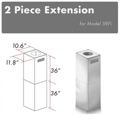 ZLINE 2-36" Chimney Extensions for 10 ft. to 12 ft. Ceilings - 2PCEXT-597i - The Home Selection