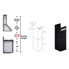ZLINE 2-36" Chimney Extensions for 10 ft. to 12 ft. Ceilings - 2PCEXT-BSKEN - The Home Selection