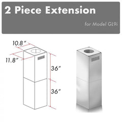ZLINE 2-36" Chimney Extensions for 10 ft. to 12 ft. Ceilings - 2PCEXT-GL9i - The Home Selection