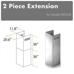 ZLINE 2-36" Chimney Extensions for 10 ft. to 12 ft. Ceilings - 2PCEXT-KECOM - The Home Selection