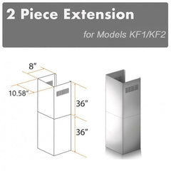ZLINE 2-36" Chimney Extensions for 10 ft. to 12 ft. Ceilings - 2PCEXT-KF1 - The Home Selection