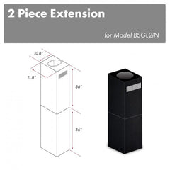 ZLINE 2-36" Chimney Extensions for 10 ft. to 12 ft. Ceilings in Black Stainless - 2PCEXT-BSGL2iN - The Home Selection