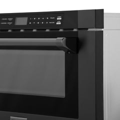 ZLINE 24" 1.2 cu. ft. Built-in Microwave Drawer with a Traditional Handle in Black Stainless Steel (MWD-1-BS-H) - The Home Selection