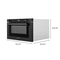 ZLINE 24" 1.2 cu. ft. Built-in Microwave Drawer with a Traditional Handle in Black Stainless Steel (MWD-1-BS-H) - The Home Selection