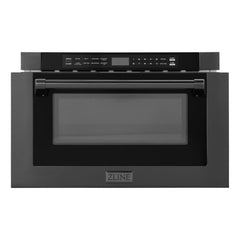 ZLINE 24" 1.2 cu. ft. Built-in Microwave Drawer with a Traditional Handle in Black Stainless Steel (MWD-1-BS-H) - The Home Selection