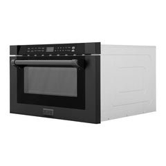 ZLINE 24" 1.2 cu. ft. Built-in Microwave Drawer with a Traditional Handle in Black Stainless Steel (MWD-1-BS-H) - The Home Selection