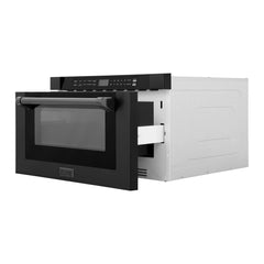 ZLINE 24" 1.2 cu. ft. Built-in Microwave Drawer with a Traditional Handle in Black Stainless Steel (MWD-1-BS-H) - The Home Selection
