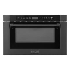 ZLINE 24" 1.2 cu. ft. Built-in Microwave Drawer with a Traditional Handle in Black Stainless Steel (MWD-1-BS-H) - The Home Selection