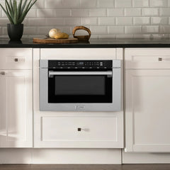 ZLINE 24" 1.2 cu. ft. Built-in Microwave Drawer with a Traditional Handle in Fingerprint Resistant Stainless Steel - MWD-1-SS-H - The Home Selection