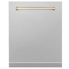 ZLINE 24" Autograph Edition Monument Dishwasher Panel in DuraSnow® Stainless Steel (DPMTZ-SN-24) - The Home Selection
