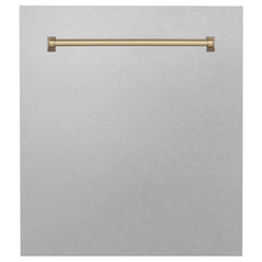 ZLINE 24" Autograph Edition Tallac Dishwasher Panel in DuraSnow® Stainless Steel with Accent handle (DPVZ-SN-24) - The Home Selection