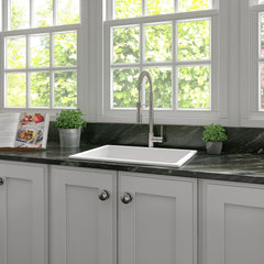 ZLINE 24 in. Rome Dual Mount Single Bowl Fireclay Kitchen Sink with Bottom Grid - FRC5123-CL-24 - The Home Selection