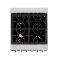ZLINE 24-Inch 2.8 cu. ft. Electric Oven and Gas Cooktop Dual Fuel Range with Griddle and Brass Burners in Fingerprint Resistant Stainless - RAS-SN-BR-GR-24 - The Home Selection