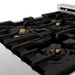 ZLINE 24-Inch 2.8 cu. ft. Electric Oven and Gas Cooktop Dual Fuel Range with Griddle and Brass Burners in Stainless Steel - RA-BR-GR-24 - The Home Selection