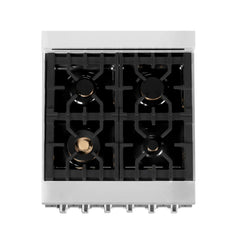 ZLINE 24-Inch 2.8 cu. ft. Electric Oven and Gas Cooktop Dual Fuel Range with Griddle and Brass Burners in Stainless Steel - RA-BR-GR-24 - The Home Selection