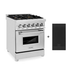 ZLINE 24-Inch 2.8 cu. ft. Electric Oven and Gas Cooktop Dual Fuel Range with Griddle and Brass Burners in Stainless Steel - RA-BR-GR-24 - The Home Selection