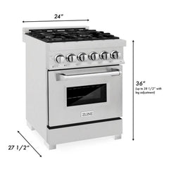 ZLINE 24-Inch 2.8 cu. ft. Electric Oven and Gas Cooktop Dual Fuel Range with Griddle in Fingerprint Resistant Stainless - RAS-SN-GR-24 - The Home Selection