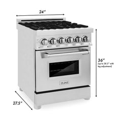 ZLINE 24-Inch 2.8 cu. ft. Electric Oven and Gas Cooktop Dual Fuel Range with Griddle in Stainless Steel - RA-GR-24 - The Home Selection