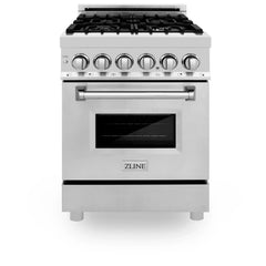 ZLINE 24-Inch 2.8 cu. ft. Electric Oven and Gas Cooktop Dual Fuel Range with Griddle in Stainless Steel - RA-GR-24 - The Home Selection