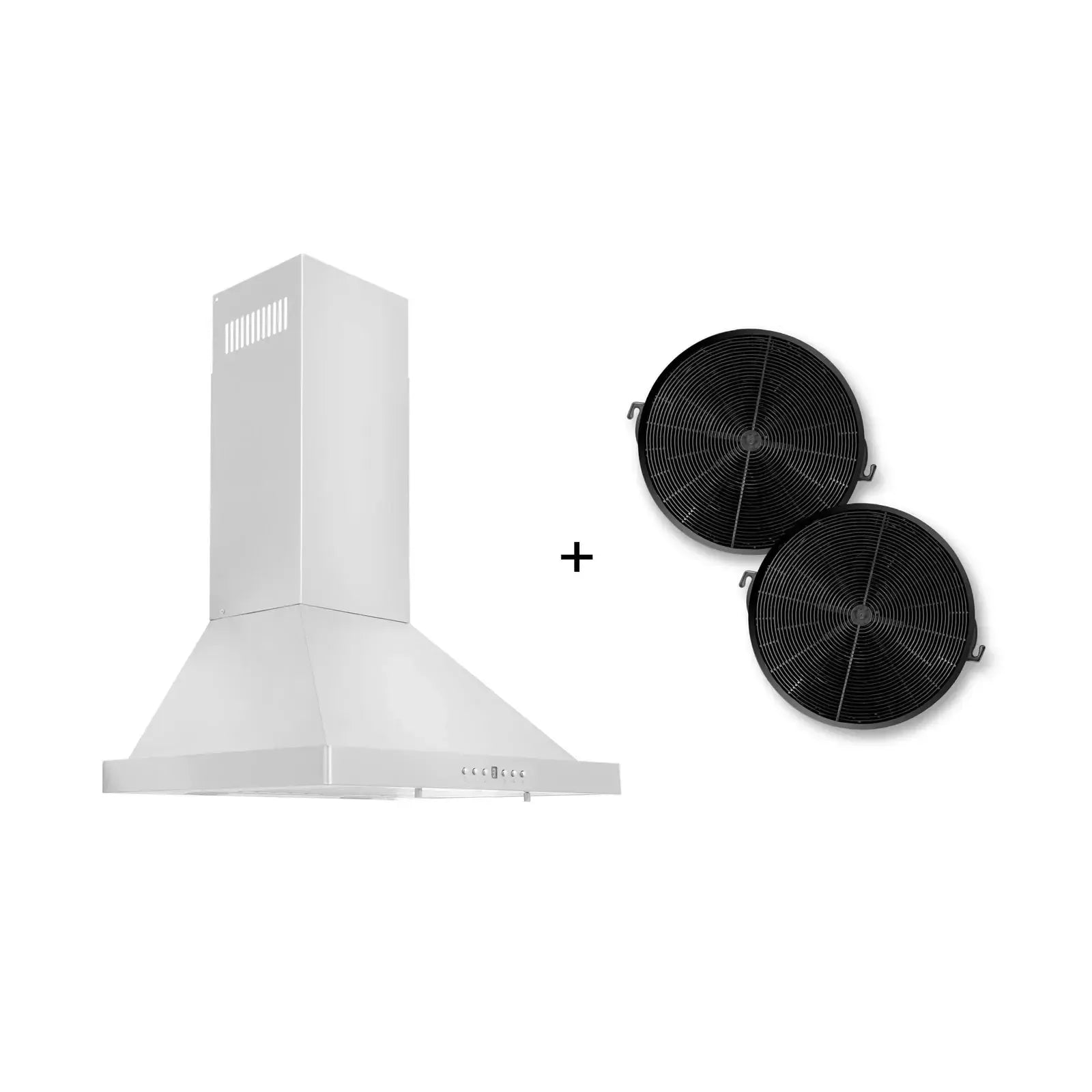 ZLINE 24-Inch Convertible Wall Mount Range Hood in Stainless Steel with Set of 2 Charcoal Filters, LED lighting and Dishwasher-Safe Baffle Filters - KB-CF-24 - The Home Selection