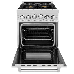 ZLINE 24-Inch Gas Range with 2.8 cu. ft. Gas Oven and Gas Cooktop with Griddle and Brass Burners in Fingerprint Resistant Stainless Steel - RGS-SN-BR-GR-24 - The Home Selection