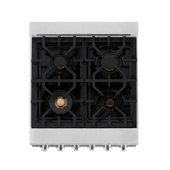 ZLINE 24-Inch Gas Range with 2.8 cu. ft. Gas Oven and Gas Cooktop with Griddle and Brass Burners in Fingerprint Resistant Stainless Steel - RGS-SN-BR-GR-24 - The Home Selection