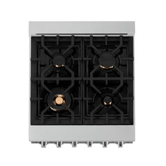 ZLINE 24-Inch Gas Range with 2.8 cu. ft. Gas Oven and Gas Cooktop with Griddle and Brass Burners in Stainless Steel - RG-BR-GR-24 - The Home Selection