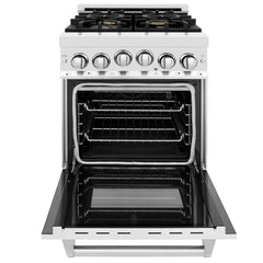 ZLINE 24-Inch Gas Range with 2.8 cu. ft. Gas Oven and Gas Cooktop with Griddle and Brass Burners in Stainless Steel - RG-BR-GR-24 - The Home Selection